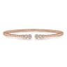 14K Rose Gold Bujukan Bead Split Cuff Bracelet with Bezel Set Diamonds - 0.22 ct