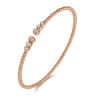 14K Rose Gold Bujukan Bead Split Cuff Bracelet with Bezel Set Diamonds - 0.22 ct