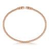 14K Rose Gold Bujukan Bead Split Cuff Bracelet with Bezel Set Diamonds - 0.22 ct