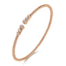 14K Rose Gold Bujukan Bead Split Cuff Bracelet with Bezel Set Diamonds - 0.24 ct
