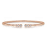 14K Rose Gold Bujukan Bead Split Cuff Bracelet with Bezel Set Diamonds - 0.22 ct