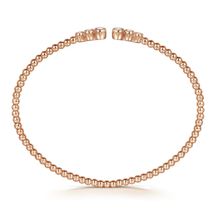 14K Rose Gold Bujukan Bead Split Cuff Bracelet with Bezel Set Diamonds