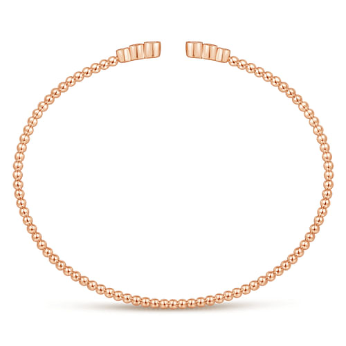 14K Rose Gold Bujukan Bead Split Cuff Bracelet with Bezel Set Diamonds - 0.24 ct - Shot 3