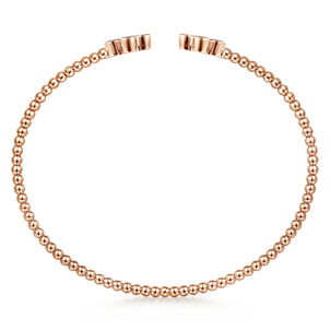 14K Rose Gold Bujukan Bead Split Cuff Bracelet with Clover Diamond Endcaps