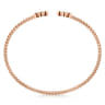 14K Rose Gold Bujukan Bead Split Cuff Bracelet with Clover Diamond Endcaps - 0.38 ct