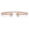 14K Rose Gold Bujukan Bead Split Cuff Bracelet with Quatrefoil Diamond Endcaps - 0.38 ct