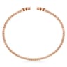 14K Rose Gold Bujukan Bead Split Cuff Bracelet with Quatrefoil Diamond Endcaps - 0.38 ct