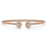 14K Rose Gold Bujukan Bead Split Cuff Bracelet with Round Pave Diamond Discs - 0.3 ct