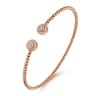 14K Rose Gold Bujukan Bead Split Cuff Bracelet with Round Pave Diamond Discs - 0.3 ct