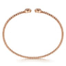 14K Rose Gold Bujukan Bead Split Cuff Bracelet with Round Pave Diamond Discs - 0.3 ct