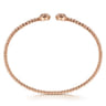 14K Rose Gold Bujukan Bead Split Cuff Bracelet with Round Pave Diamond Discs - 0.3 ct