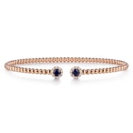 14K Rose Gold Bujukan Bead Split Cuff Bracelet with Sapphire and Diamond