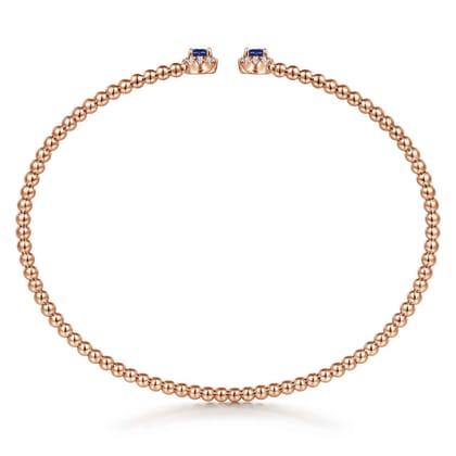 14K Rose Gold Bujukan Bead Split Cuff Bracelet with Sapphire and Diamond