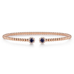 14K Rose Gold Bujukan Bead Split Cuff Bracelet with Sapphire and Diamond