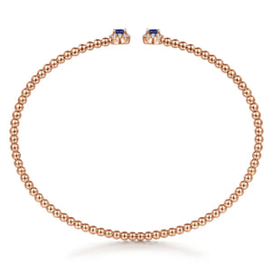 14K Rose Gold Bujukan Bead Split Cuff Bracelet with Sapphire and Diamond