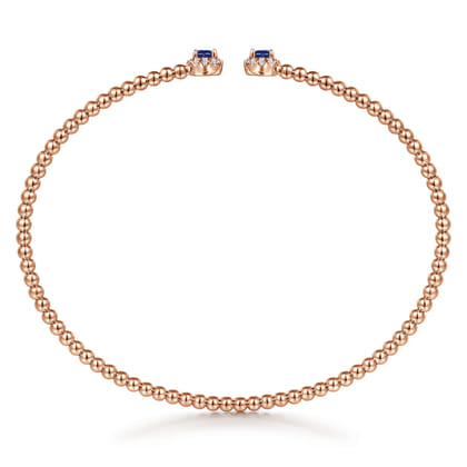 14K Rose Gold Bujukan Bead Split Cuff Bracelet with Sapphire and Diamond