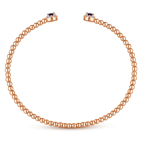 14K Rose Gold Bujukan Bead Split Cuff Bracelet with Sapphire and Diamond - 0.12 ct - Shot 3