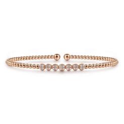 14K Rose Gold Bujukan Bead and Cluster Diamond Bangle