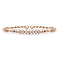14K Rose Gold Bujukan Bead and Cluster Diamond Bangle