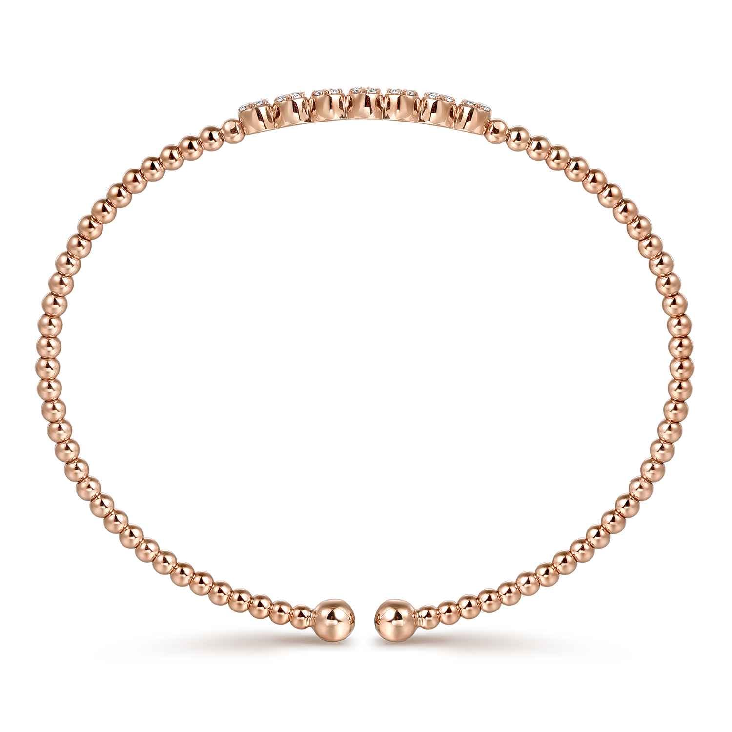 14K Rose Gold Bujukan Bead and Cluster Diamond Bangle - 0.13 ct - Shot 3