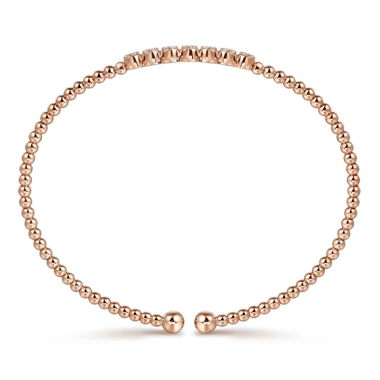 14K Rose Gold Bujukan Bead and Cluster Diamond Bangle - 0.13 ct - Shot 3