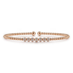 14K Rose Gold Bujukan Bead and Cluster Diamond Bangle