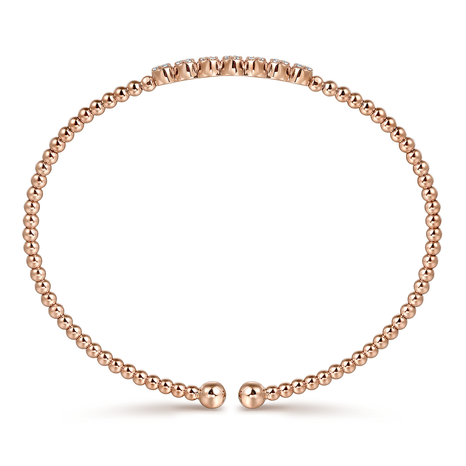 14K Rose Gold Bujukan Bead and Cluster Diamond Bangle - 0.14 ct - Shot 3