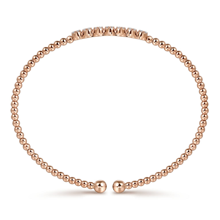 14K Rose Gold Bujukan Bead and Cluster Diamond Bangle - 0.14 ct - Shot 3