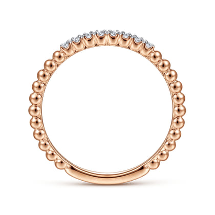 14K Rose Gold Bujukan Bead and Diamond Stackable Ring