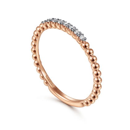 14K Rose Gold Bujukan Bead and Diamond Stackable Ring