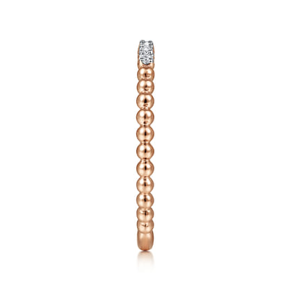 14K Rose Gold Bujukan Bead and Diamond Stackable Ring
