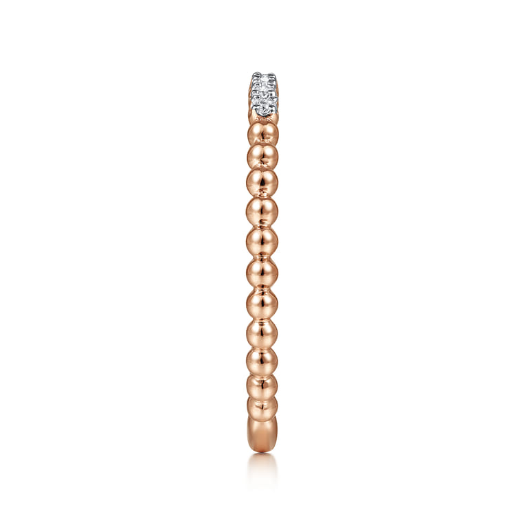 14K Rose Gold Bujukan Bead and Diamond Stackable Ring - 0.06 ct - Shot 4