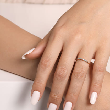 14K Rose Gold Bujukan Bead and Diamond Stackable Ring