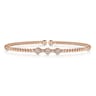 14K Rose Gold Bujukan Bead and Hexagon Cluster Diamond Bangle - 0.12 ct
