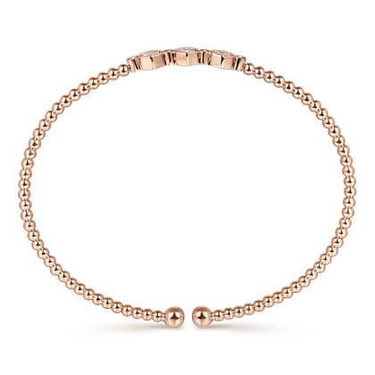 14K Rose Gold Bujukan Bead and Hexagon Cluster Diamond Bangle