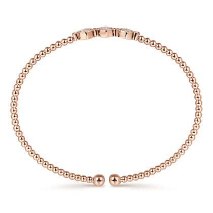 14K Rose Gold Bujukan Bead and Hexagon Cluster Diamond Bangle