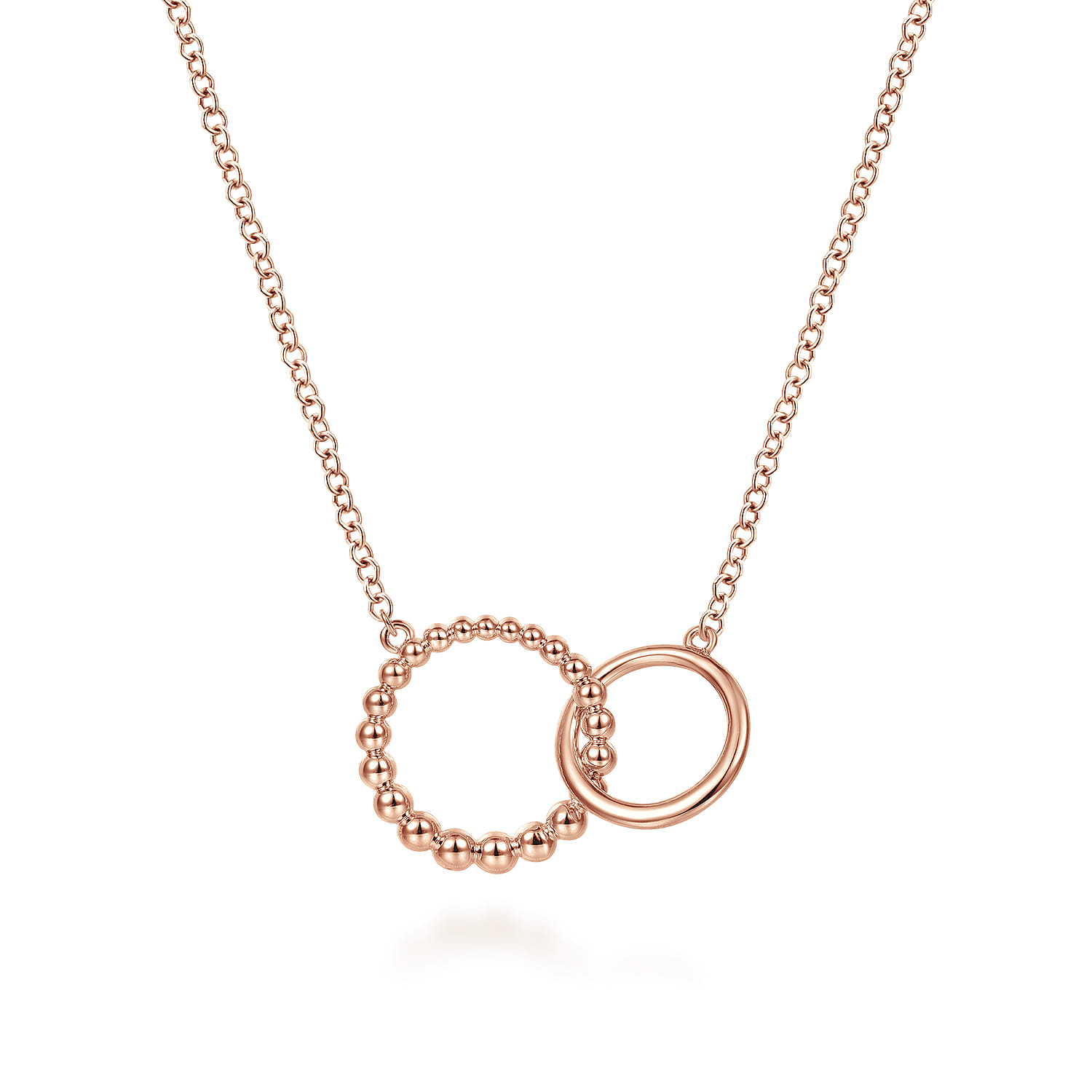 14K Rose Gold Bujukan Beaded Double Circle Necklace - Shot 1