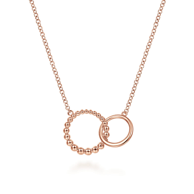 14K Rose Gold Bujukan Beaded Double Circle Necklace - Shot 1