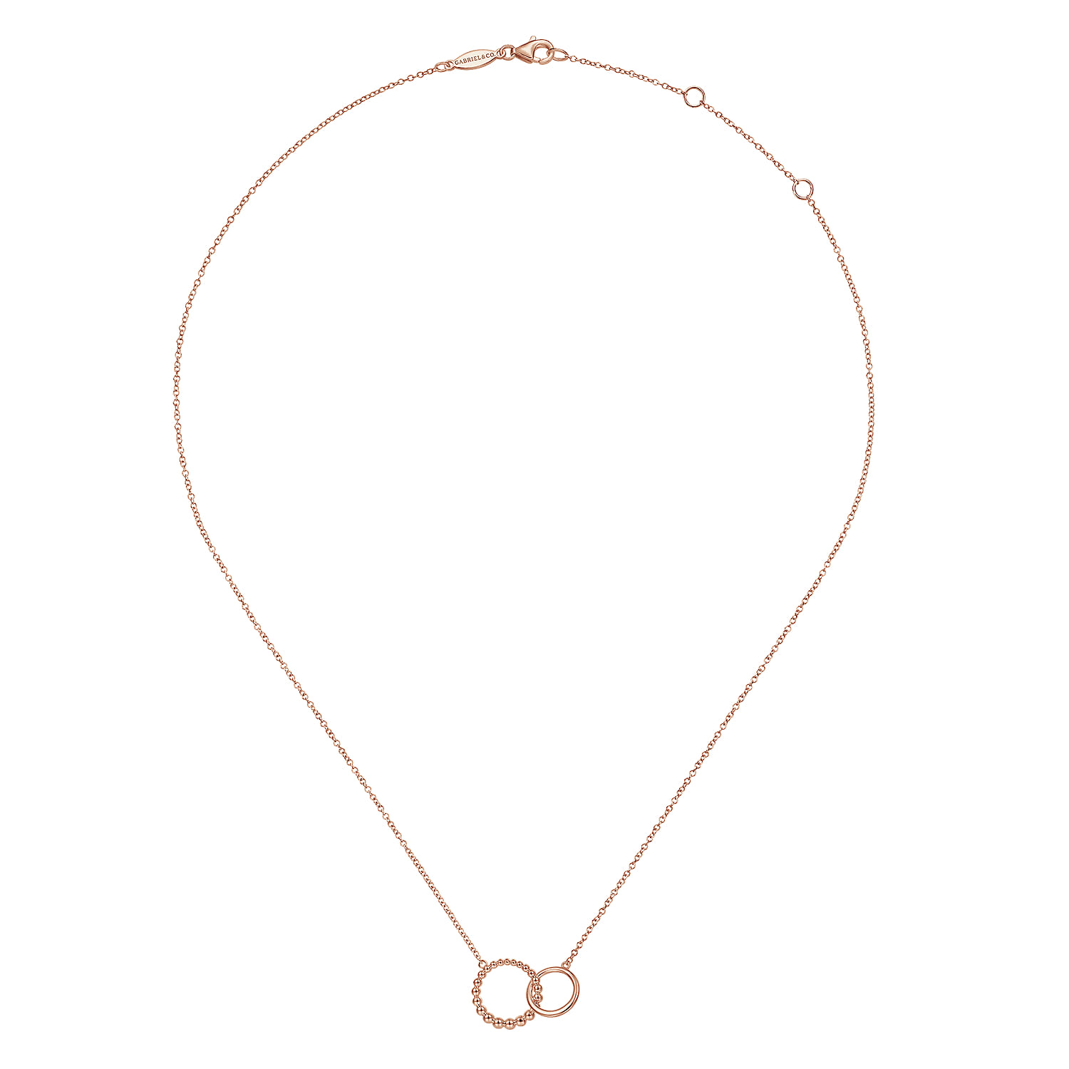 14K Rose Gold Bujukan Beaded Double Circle Necklace - Shot 2