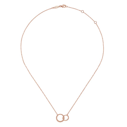14K Rose Gold Bujukan Beaded Double Circle Necklace