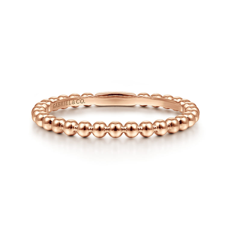 14K Rose Gold Bujukan Beaded Stackable Ring - Shot 1