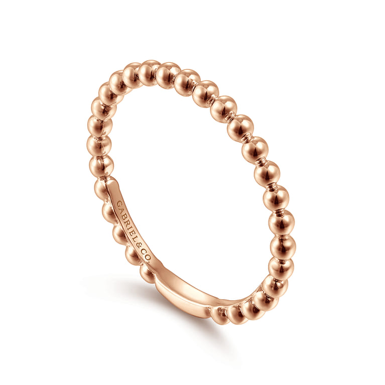 14K Rose Gold Bujukan Beaded Stackable Ring - Shot 2