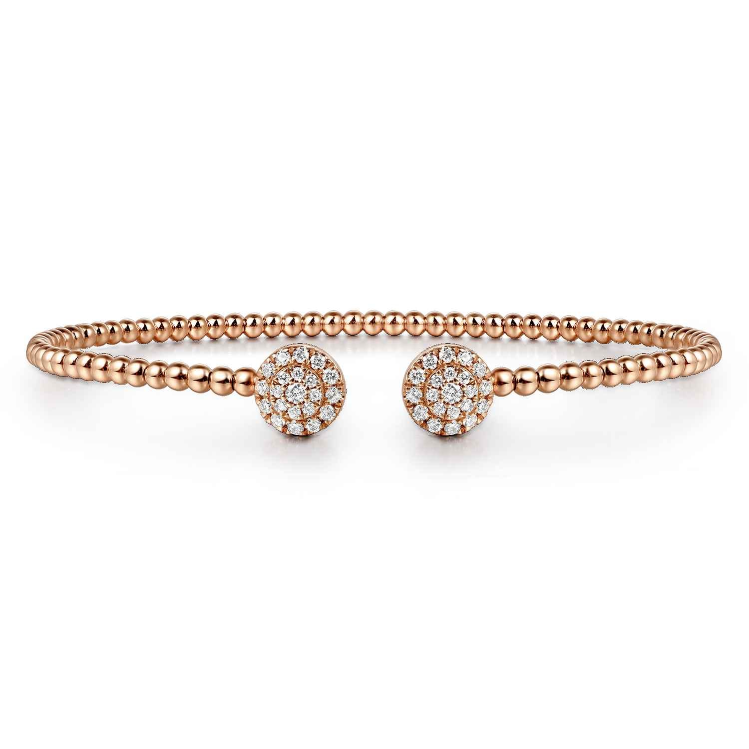 14K Rose Gold Bujukan Cluster Diamond Split Bangle - 0.28 ct - Shot 1