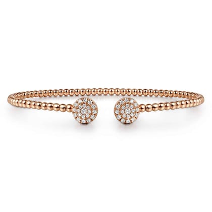 14K Rose Gold Bujukan Cluster Diamond Split Bangle