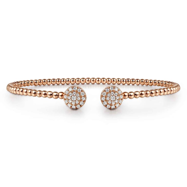 14K Rose Gold Bujukan Cluster Diamond Split Bangle - 0.28 ct - Shot 1