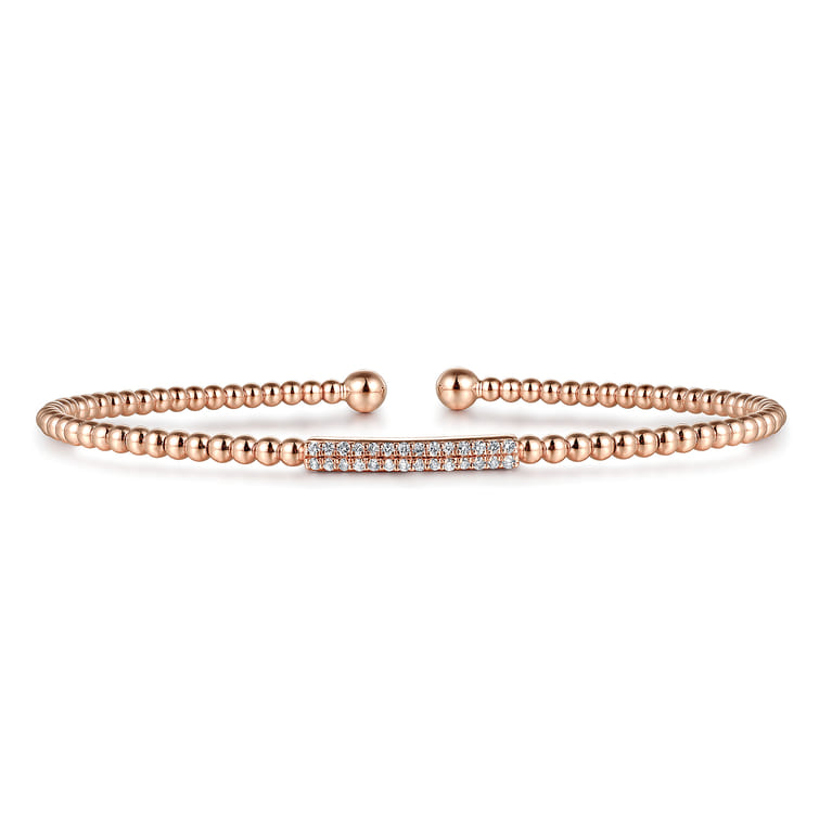14K Rose Gold Bujukan Cuff Bracelet with Diamonds - 0.14 ct - Shot 1