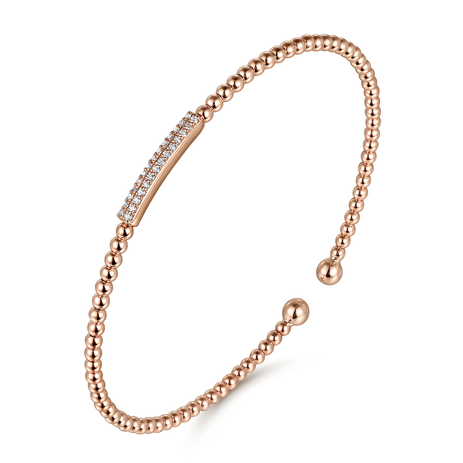 14K Rose Gold Bujukan Cuff Bracelet with Diamonds - 0.14 ct - Shot 2