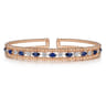 14K Rose Gold Bujukan Cuff Bracelet with Marquise Sapphire and Round Diamonds - 0.25 ct