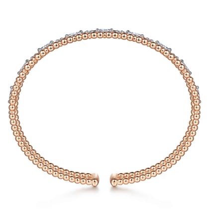 14K Rose Gold Bujukan Cuff Bracelet with Marquise and Round Diamonds