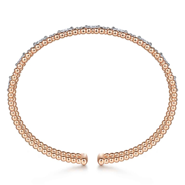 14K Rose Gold Bujukan Cuff Bracelet with Marquise and Round Diamonds - 1.4 ct - Shot 2